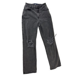 Grunge Hollister Ultra High Rise Dad Jeans Black 26 Distressed Women Size 2R 26R